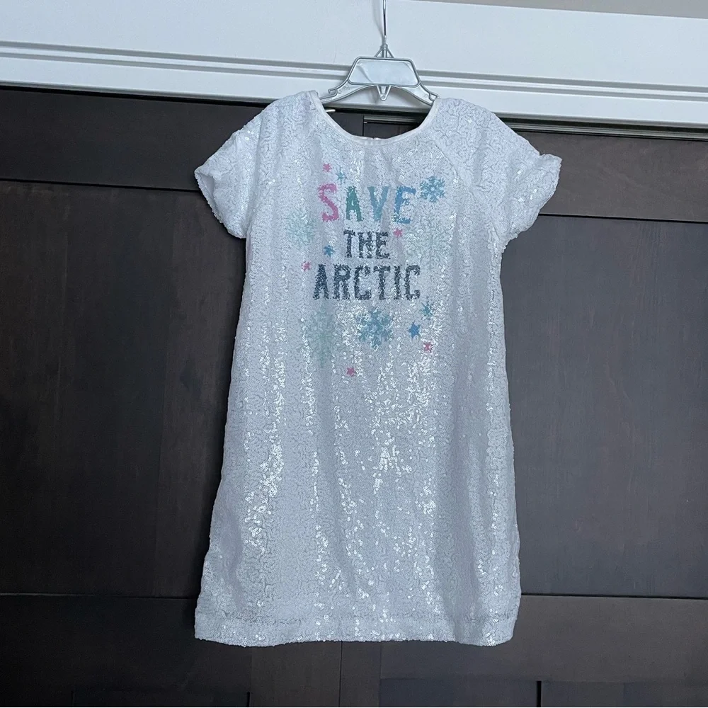 Peek Kids Save the Arctic Sequin Dress Size 8